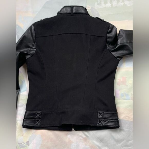 1981 Guess Faux Leather Moto Jacket Womens Size M Zip up Black Silver Zip Lin… - Picture 8 of 16